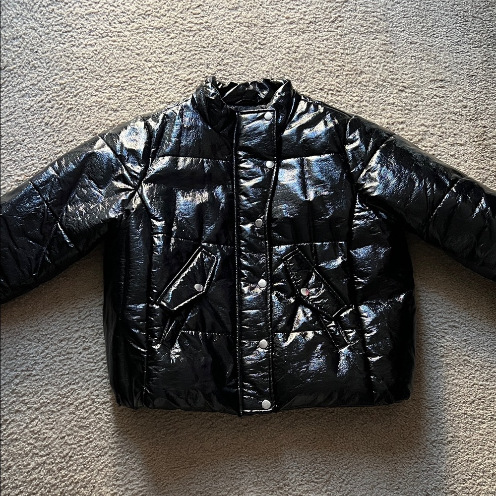 Fashion Nova Glossy Black Puffer Jacket